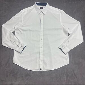 UNTUCKit Wrinkle-Free Dress Shirt Men's XL White Flip Cuff Long Sleeve Solid